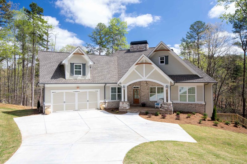 Craftsman front elevation with stone columns — Imbriale, a custom home built by Ironwood Construction Group